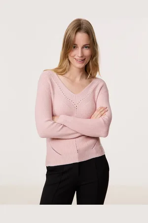 Gerry Weber Damski Sweter z ażurowymi detalami 58cm Szerokie prążkowane mankiety w serek, Jednokolorowy