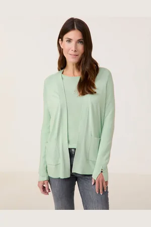 Gerry Weber Damski Niezapinany kardigan z cienkiej dzianiny 68cm raglanowe Bez kołnierza, Jednokolorowy