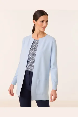 Gerry Weber Damski Niezapinany długi kardigan 78cm długie Otwarty okrągły dekolt, Jednokolorowy