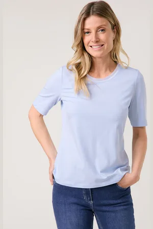 Gerry Weber Damski Koszulka z półrękawkiem i szyfonowym obszyciem 62cm Półrękawek Okrągły, Jednokolorowy