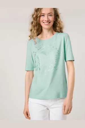 Gerry Weber Damski T-shirt z nadrukiem z przodu 62cm Półrękawek Okrągły, Jednokolorowy