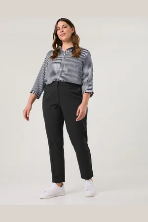 Gerry Weber SAMOON Damski Eleganckie spodnie o długości 7/8 z marszczeniami Greta, Jednokolorowy