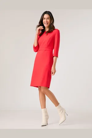 Gerry Weber Damski Dopasowana sukienka etui ze streczem 3/4 Okrągły, Jednokolorowy