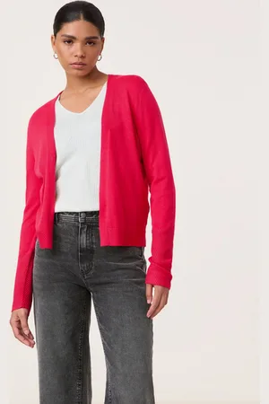 Gerry Weber TAIFUN Damski Dzianinowy kardigan z fakturalnymi detalami 56cm długie Bez kołnierza, Jednokolorowy