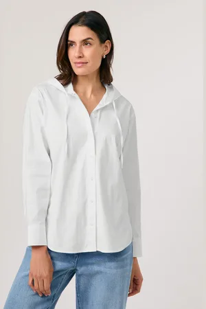 Gerry Weber Damski Modna bluzka z długim rękawem i kapturem 68cm długie kapturowy, Jednokolorowy