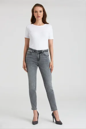 greenpoint Jeansy slim fit z ozdobnymi przetarciami, szare