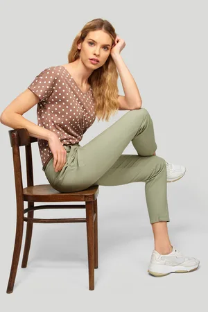 greenpoint Bawełniane spodnie typu chino, pasek z ekologicznej skóry