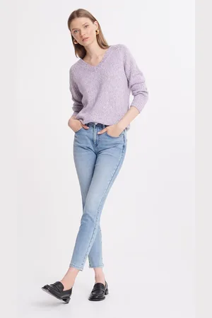 greenpoint Błękitne jeansy slim fit, wysoki stan
