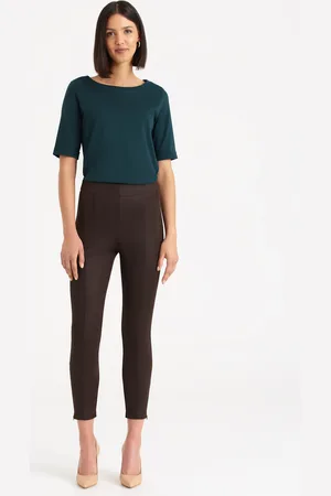greenpoint Stylowe legginsy z ozdobnymi zamkami, ciemny brąz