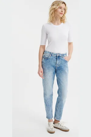 greenpoint Spodnie typu boyfriend z przetartego denimu
