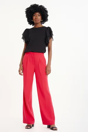 greenpoint Malinowe spodnie wide leg