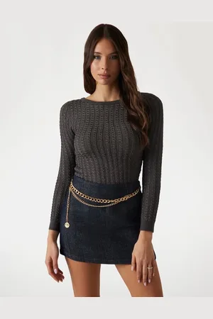 Guess W Sweter Z Dzianiny Warkoczowej
