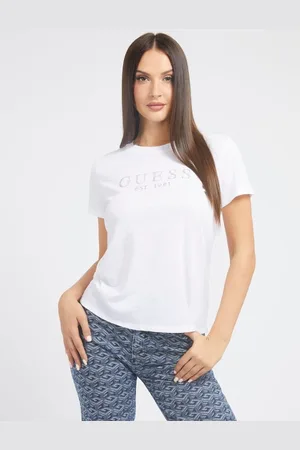 Guess W T-Shirt Z Logo Z Aplikacją Z Cyrkoniami