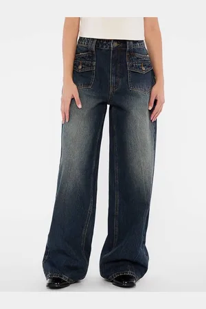 Guess GUESS W Denimowe Spodnie Fason Wide Leg