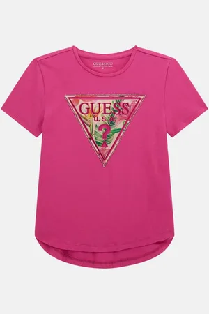 Guess GUESS G T-Shirt Z Trójkątnym Logo Z Cyrkoniami