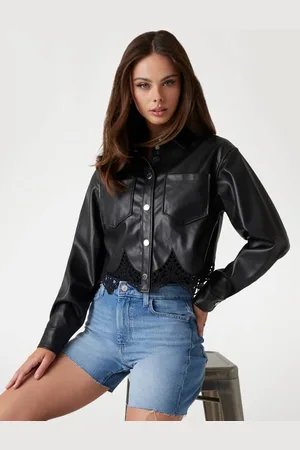 Guess W Krótka Kurtka Shacket Z Koronki