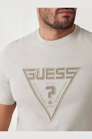 Guess M T-Shirt Z Haftowanym Trójkątnym Logo
