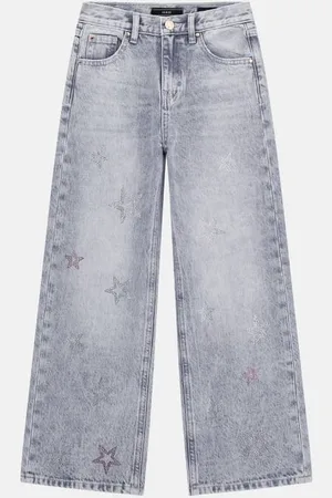 Guess GUESS G Jeansy Z Cyrkoniami Fason Wide Leg