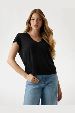 Guess W T-Shirt Z Dekoltem V Z Lnu