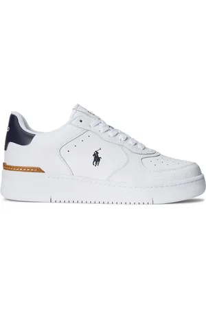Ralph Lauren Duże Rozmiary - - Sneakersy z niską cholewką, z groszkowanej skóry, z wyhaftowanym logo