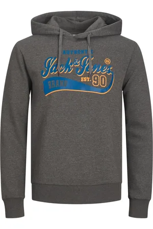 JACK & JONES Duże Rozmiary - - Bluza z kapturem z dużym nadrukiem logo na wysokości piersi