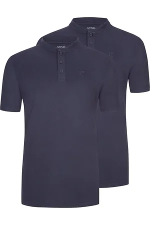 JP 1880 Duże Rozmiary - - T-shirt z dekoltem na guziki, dwupak