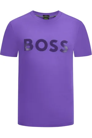 HUGO BOSS Duże Rozmiary - - T-shirt z elastyczną domieszką, z gumowanym emblematem z logo