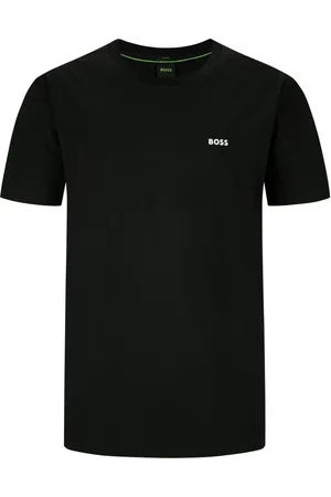 HUGO BOSS Duże Rozmiary - - T-shirt z elastyczną domieszką, z gumowanym emblematem z logo