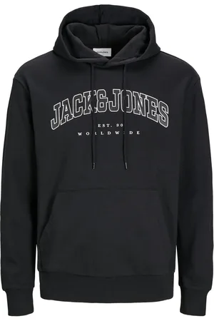 JACK & JONES Duże Rozmiary - - Bluza z kapturem z bawełny z domieszką z nadrukiem marki