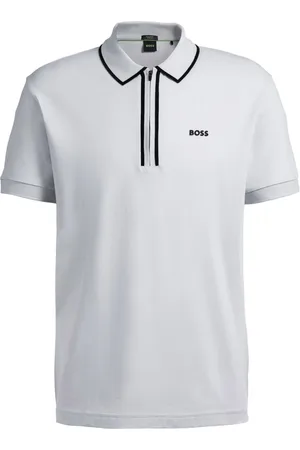HUGO BOSS Duże Rozmiary - - Koszulka polo z elastyczną domieszką, z zamkiem i emblematem z logo