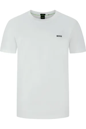 HUGO BOSS Duże Rozmiary - - T-shirt z elastyczną domieszką, z gumowanym emblematem z logo