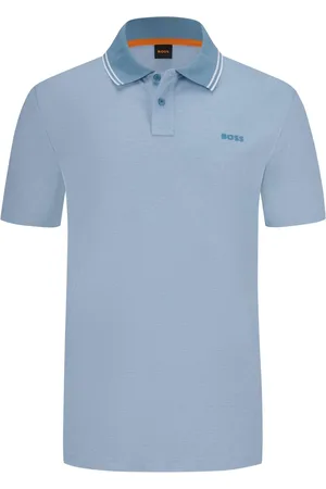 HUGO BOSS Duże Rozmiary - - Koszulka polo z piki z kontrastowym kołnierzykiem i gumowanym nadrukiem z logo