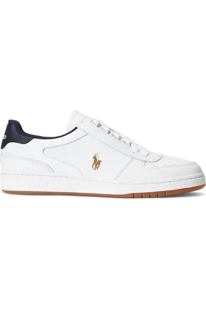 Ralph Lauren Duże Rozmiary - - Sneakersy z gładkiej skóry wyhaftowanym logo