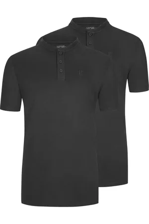 JP 1880 Duże Rozmiary - - T-shirt z dekoltem na guziki, dwupak