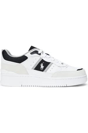 Ralph Lauren Duże Rozmiary - - Sneakersy skórzane z emblematem w postaci zawodnika polo i kontrastowymi detalami