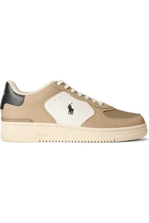 Ralph Lauren Duże Rozmiary - - Sneakersy skórzane z niską cholewką, z kontrastowymi detalami