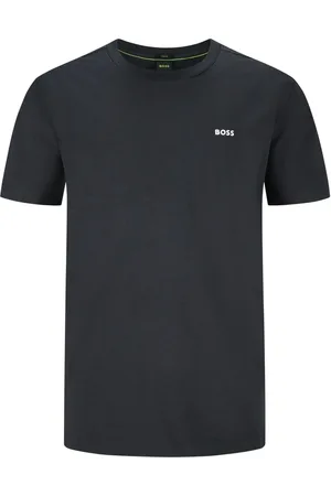 HUGO BOSS Duże Rozmiary - - T-shirt z elastyczną domieszką, z gumowanym emblematem z logo