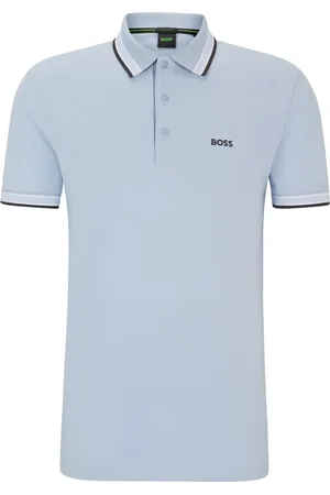 HUGO BOSS Duże Rozmiary - - Koszulka polo z piki z akcentami w paski i wyhaftowanym logo