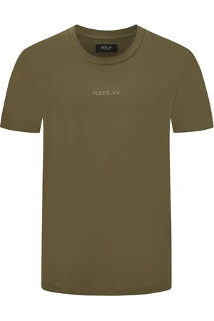 Replay Duże Rozmiary - - Jednokolorowy T-shirt z bawełny z wyhaftowanym logo