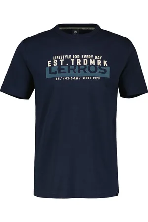 Lerros Duże Rozmiary - - Melanżowy T-shirt z bawełny z nadrukiem z przodu