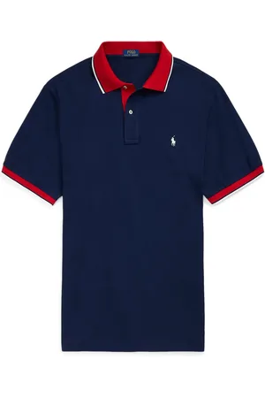 Ralph Lauren Duże Rozmiary - - Koszulka polo z wyhaftowanym logo i kontrastowym ściągaczem