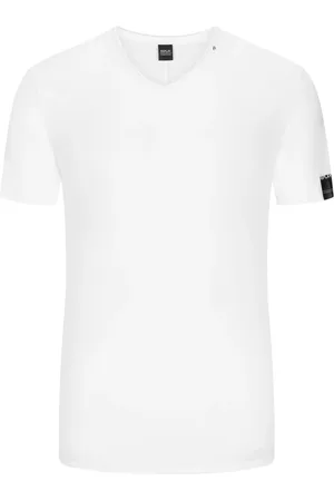 Replay Duże Rozmiary - - T-shirt z rolowanym brzegiem i dekoltem w serek