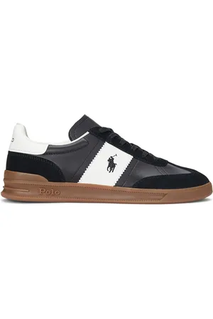 Ralph Lauren Duże Rozmiary - - Sneakersy skórzane z niską cholewką, z kontrastowymi detalami