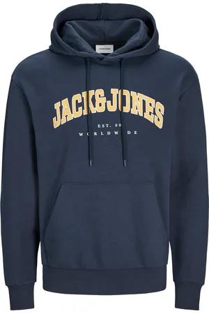 JACK & JONES Duże Rozmiary - - Bluza z kapturem z bawełny z domieszką z nadrukiem marki
