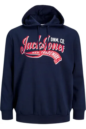 JACK & JONES Duże Rozmiary - - Bluza z kapturem z dużym nadrukiem logo na wysokości piersi