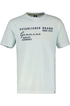 Lerros Duże Rozmiary - - Melanżowy T-shirt z bawełny, z nadrukiem z literami