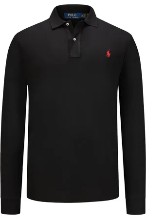 Ralph Lauren Duże Rozmiary - - Koszulka polo z piki z długim rękawem z haftem w postaci zawodnika polo