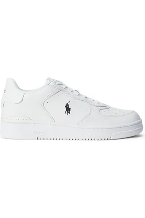 Ralph Lauren Duże Rozmiary - - Sneakersy z detalami ze skóry nappa i haftowanym zawodnikiem polo na koniu