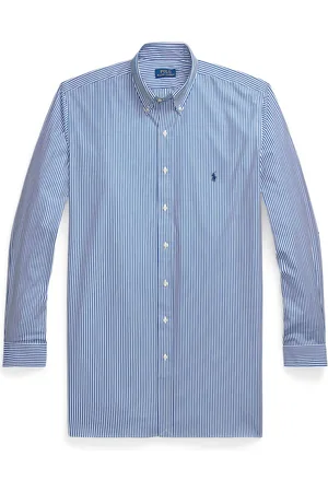 Ralph Lauren Duże Rozmiary - - Koszula ze stretchu z wzorem w paski i małym haftowanym motywem zawodnika polo na koniu