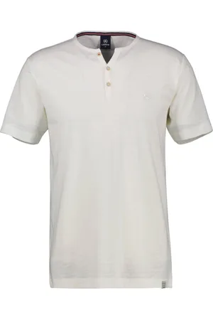 Lerros Duże Rozmiary - - T-shirt z bawełny z dekoltem na guziki